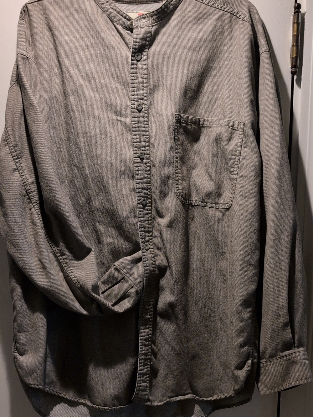 Levi's Gray Collarless Button-Front Shirt Jacket